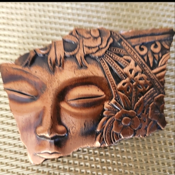 Vintage JJ Jonette Copper Sleeping Geisha Brooch Signed Art Deco - Picture 2 of 3